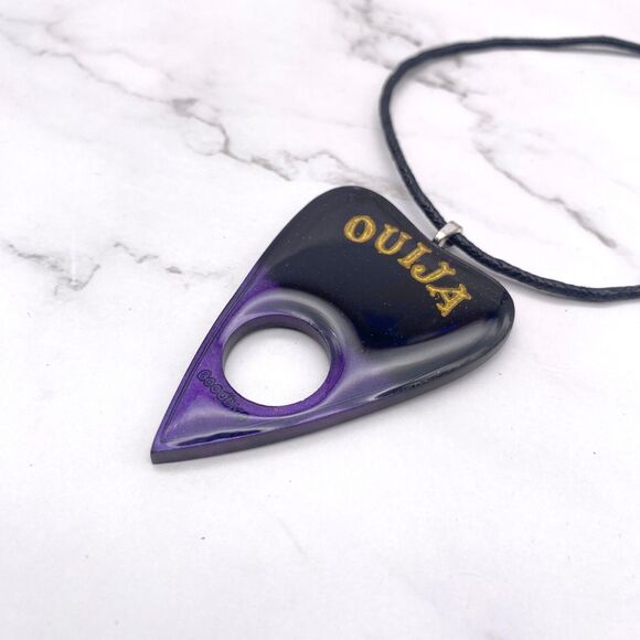 Black Purple Chrome Dipped Ouija Planchette Necklace - Picture 4 of 11